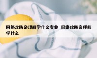 网络攻防杂项都学什么专业_网络攻防杂项都学什么