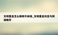 文明重启怎么断网不掉线_文明重启攻击与网络断开