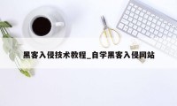 黑客入侵技术教程_自学黑客入侵网站