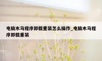 电脑木马程序卸载重装怎么操作_电脑木马程序卸载重装