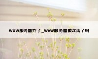 wow服务器炸了_wow服务器被攻击了吗