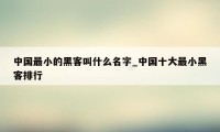 中国最小的黑客叫什么名字_中国十大最小黑客排行