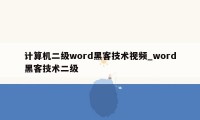 计算机二级word黑客技术视频_word黑客技术二级