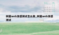 树屋web渗透测试怎么做_树屋web渗透测试