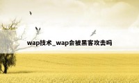 wap技术_wap会被黑客攻击吗