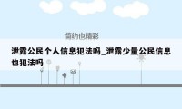 泄露公民个人信息犯法吗_泄露少量公民信息也犯法吗