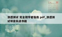 渗透测试 完全初学者指南 pdf_渗透测试项目实战书籍