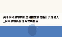 关于网络黑客的概念目前主要是指什么样的人_网络黑客具有什么发展特点