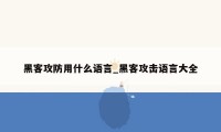 黑客攻防用什么语言_黑客攻击语言大全