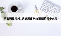 黑客训练网站_欧洲黑客训练视频教程中文版