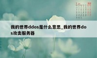 我的世界ddos是什么意思_我的世界dos攻击服务器