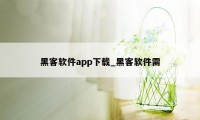 黑客软件app下载_黑客软件需