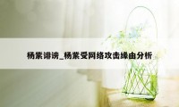 杨紫诽谤_杨紫受网络攻击缘由分析