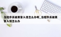 当程序员被黑客入侵怎么办呢_当程序员被黑客入侵怎么办