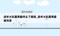 战术小队服务器终止了链接_战术小队服务器被攻击