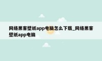 网络黑客壁纸app电脑怎么下载_网络黑客壁纸app电脑