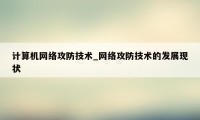 计算机网络攻防技术_网络攻防技术的发展现状