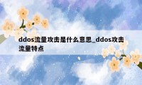 ddos流量攻击是什么意思_ddos攻击流量特点