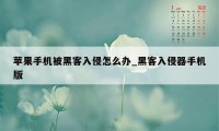 苹果手机被黑客入侵怎么办_黑客入侵器手机版