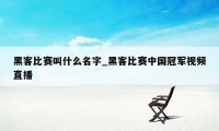 黑客比赛叫什么名字_黑客比赛中国冠军视频直播