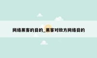 网络黑客的目的_黑客对敌方网络目的