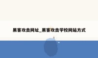 黑客攻击网址_黑客攻击学校网站方式