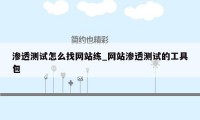 渗透测试怎么找网站练_网站渗透测试的工具包