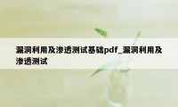 漏洞利用及渗透测试基础pdf_漏洞利用及渗透测试