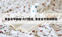 黑客自学教程 入门教程_黑客自学视频教程