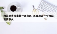 网站黑客攻击是什么意思_黑客攻击一个网站需要多久