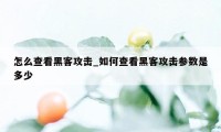 怎么查看黑客攻击_如何查看黑客攻击参数是多少