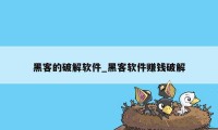 黑客的破解软件_黑客软件赚钱破解