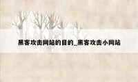 黑客攻击网站的目的_黑客攻击小网站