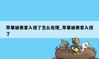 苹果被黑客入侵了怎么处理_苹果被黑客入侵了