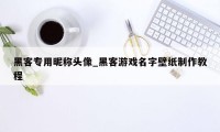 黑客专用昵称头像_黑客游戏名字壁纸制作教程