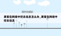 黑客在网络中挖去信息怎么办_黑客在网络中挖去信息