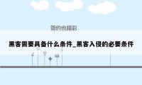 黑客需要具备什么条件_黑客入侵的必要条件