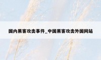 国内黑客攻击事件_中国黑客攻击外国网站