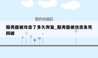 服务器被攻击了多久恢复_服务器被攻击鱼死网破