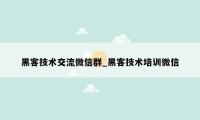 黑客技术交流微信群_黑客技术培训微信