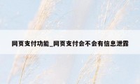 网页支付功能_网页支付会不会有信息泄露