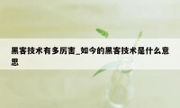 黑客技术有多厉害_如今的黑客技术是什么意思