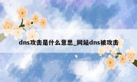 dns攻击是什么意思_网站dns被攻击