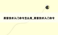 黑客技术入门命令怎么用_黑客技术入门命令