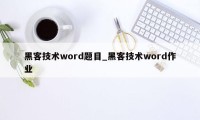 黑客技术word题目_黑客技术word作业