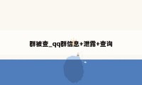 群被查_qq群信息+泄露+查询