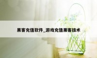 黑客充值软件_游戏充值黑客技术