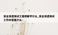 安全渗透测试工程师都学什么_安全渗透测试工作内容是什么