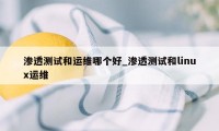 渗透测试和运维哪个好_渗透测试和linux运维