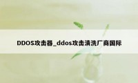 DDOS攻击器_ddos攻击清洗厂商国际